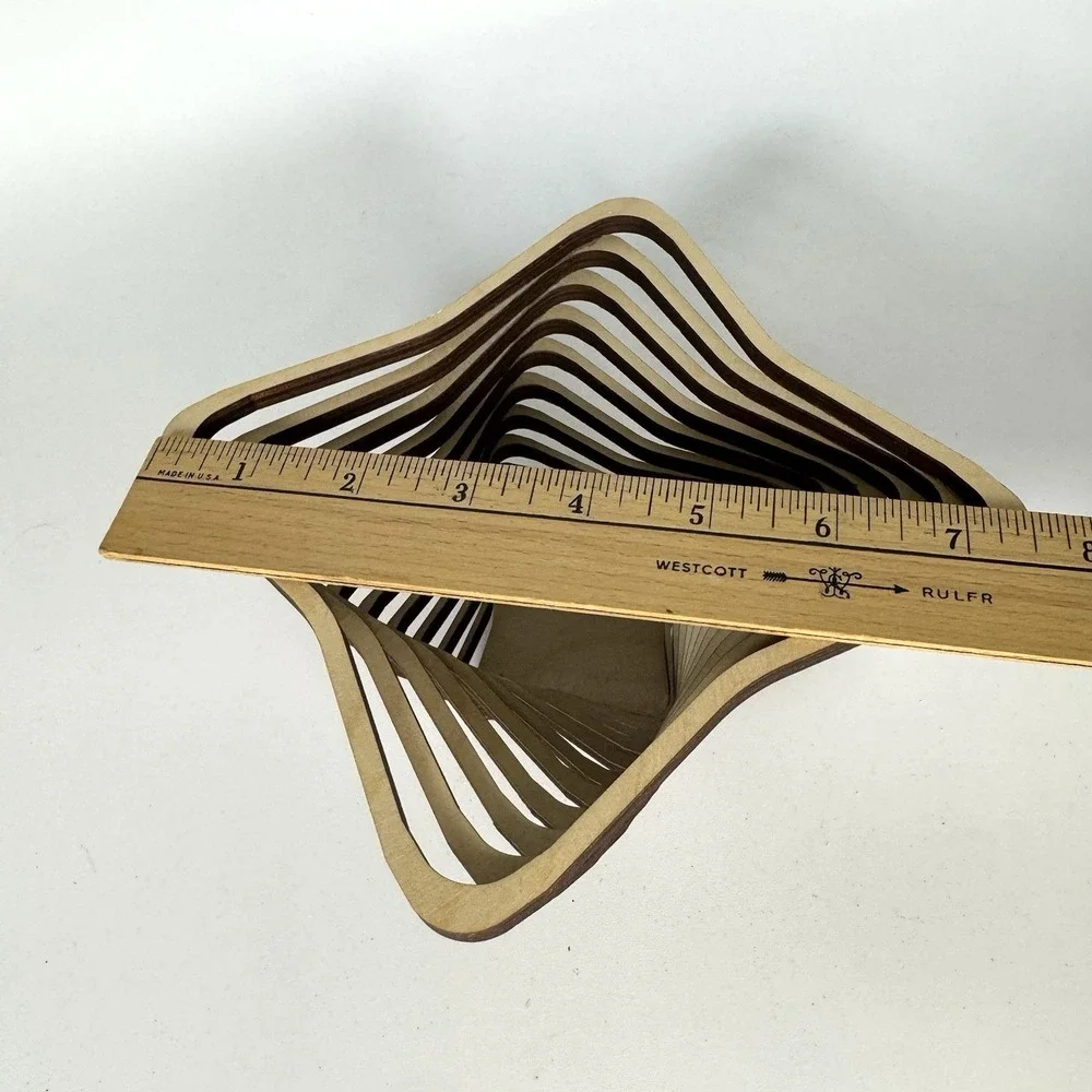 Baltic By Design Laser Cut Wooden Spiral Bowl Basket Maine USA‎ Square Scalloped